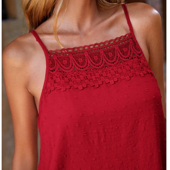 03 Boho Swiss Dot Lace Cami Tank top - Picture 3 of 5